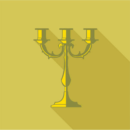 Digital vector candlestick with shadow over dark yellow background, flat styleの写真素材