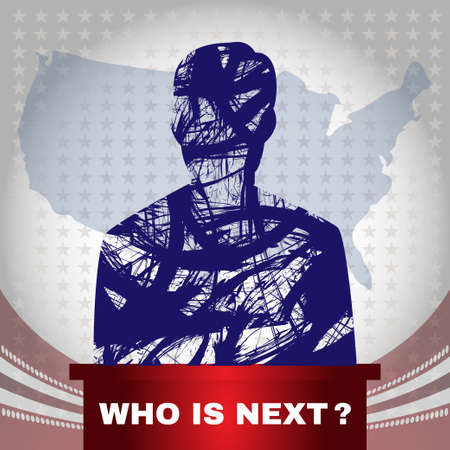 Digital vector usa election with who is next, candidate tribune, flat styleのイラスト素材