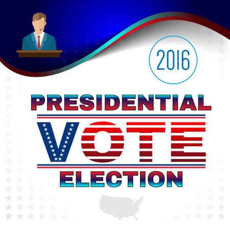 Digital vector usa election with candidate tribune and presidential vote, flat styleのイラスト素材