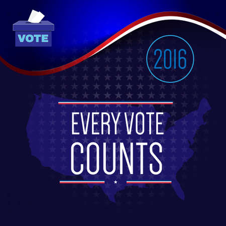 Digital vector usa election with vote box and every vote counts, flat styleのイラスト素材