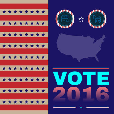 Digital vector usa election with presidential debates, democrat and republican, flat style