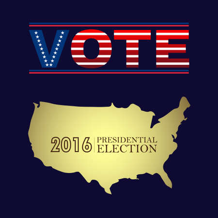 Digital vector usa presidential election 2016 with vote and country map, flat styleのイラスト素材
