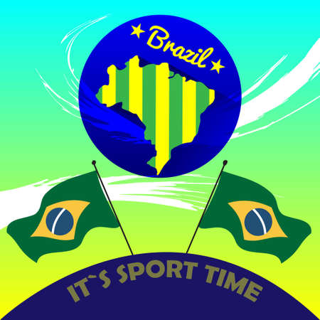 Digital vector brasil it is sport time, country flag, flat styleのイラスト素材