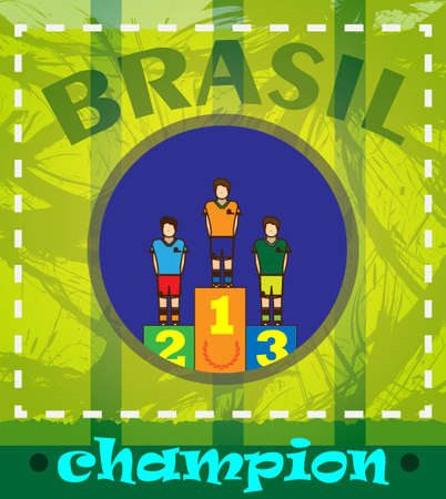 Digital vector brasil chapion, winners podium, flat styleのイラスト素材