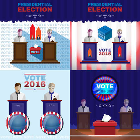 Digital vector usa presidential election with vote box, flat styleのイラスト素材