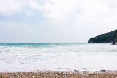 The view of sea in budva old town, one of the best preserved medieval cities in the mediterranean, montenegroの写真素材