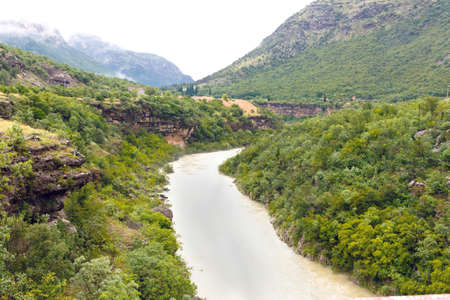 River in mountains near Budva old city in Montenegroの写真素材