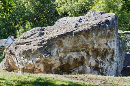 A big stone at womens orthodox monastery near rudi village at the north of republic of moldovaの写真素材