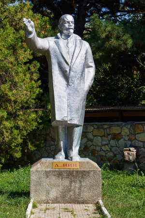 Vladimit Lenin statue with right hand in the air in Edinet park, north of republic of Moldova