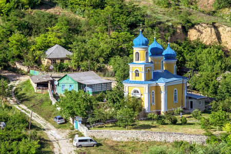 Local church in Trebujeni village, Orheiul Vechi, Moldova, sunny dayの写真素材
