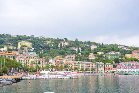 Beautiful rainy and cloudy day in Santa Margherita Ligure. View to city and sky.の写真素材