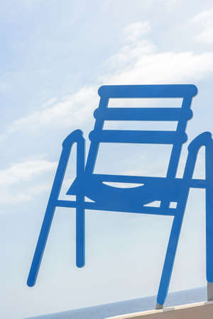 Blue Chairs of the Promenade in Nice Cote dAzur, France.