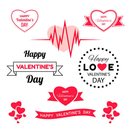 Digital vector red heart texture valentine day or wedding design element, love and passion, poster template for print or ads flat styleのイラスト素材