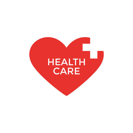 Digital vector pharmacy medical big red heart icon with drawn simple line art, flat styleのイラスト素材