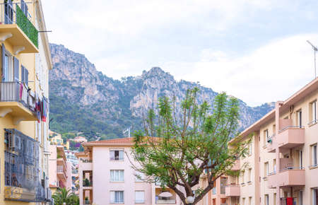 Beautiful daylight view to city and mountains of Beaulieu sur mer, France.の写真素材