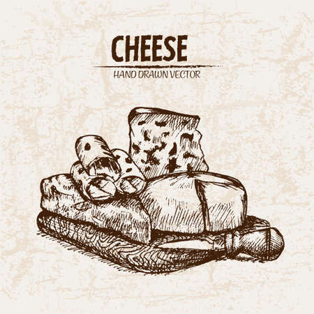 Hand drawn illustration of cheese.のイラスト素材