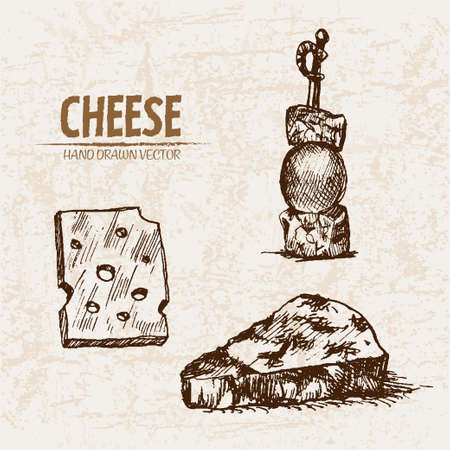 Hand drawn illustration of cheese.のイラスト素材