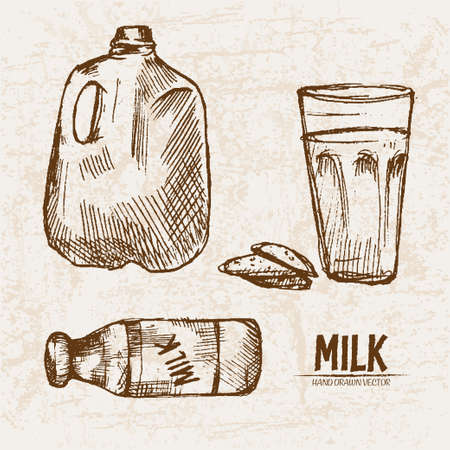 Hand drawn illustration of milk.のイラスト素材