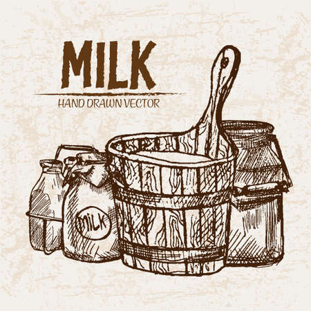 Hand drawn illustration of milk.のイラスト素材