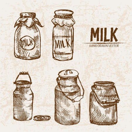 Hand drawn illustration of milk.のイラスト素材