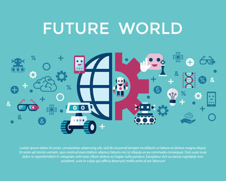 Digital vector artificial intelligence and electronic technologies simple flat icon set. Internet of...