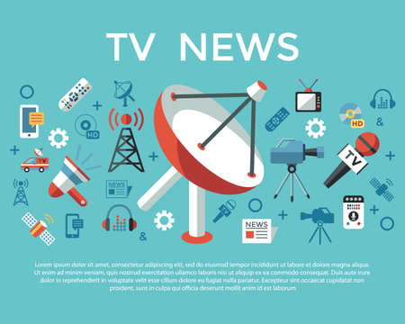 Digital mass media objects color simple flat icon set collectionのイラスト素材