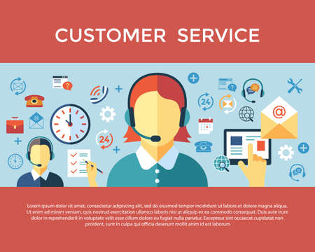 Digital call center and customer support objects color simple flat icon set collection, isolated infographicsのイラスト素材