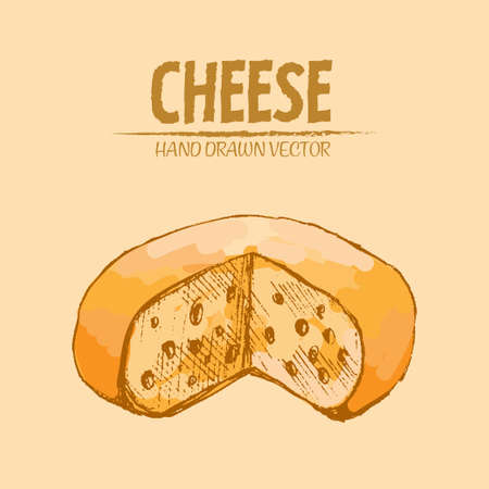 Illustration of a sliced cheese piece with holesのイラスト素材