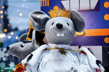 Mouse toy with golden crown in Chisinau, Moldova