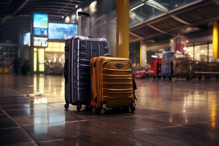 Generative AI a suitcase is on a train platformの素材