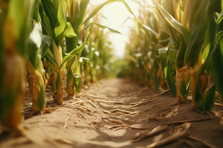 Generative AI a field of green corn that will soon be ready to pickの素材