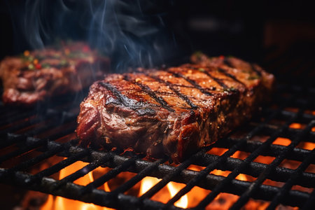 Generative AI a piece of meat that is cooked on fireの素材