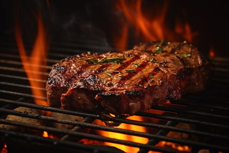 Generative AI a piece of meat that is cooked on fireの素材