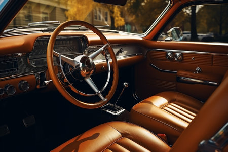 Generative AI the interior of a retro carの素材