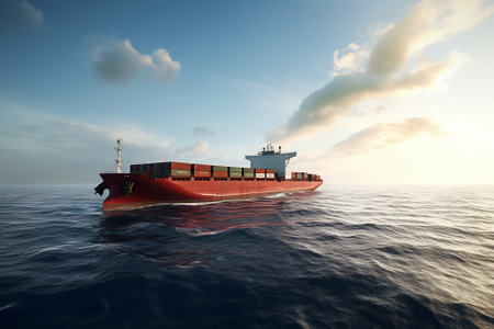 Generative AI a cargo ship that carries goods at seaの素材