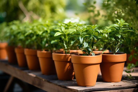 Generative AI a pot with a plant sitting on the table nearbyの素材