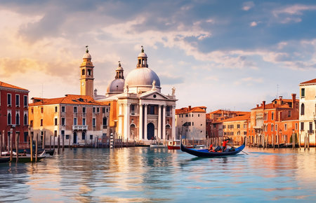 Generative AI a landscape of the beautiful city of Venice with its canalsの素材