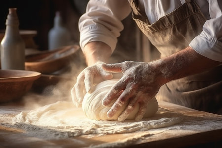 A cook mixes the doughの素材