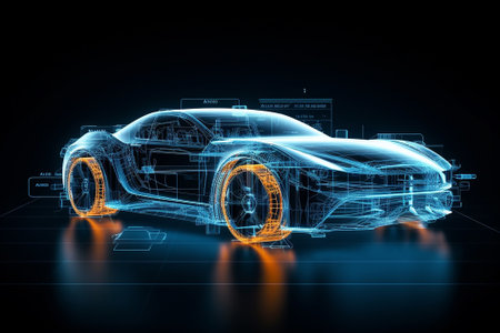 A futuristic car made on a computerの素材