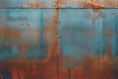 A blue metal surface has rustedの素材