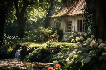 A house in a gardenの素材