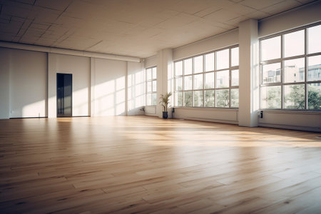 A large empty room, intended for officesの素材