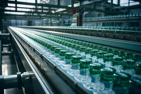 A conveyor on the water bottling lineの素材