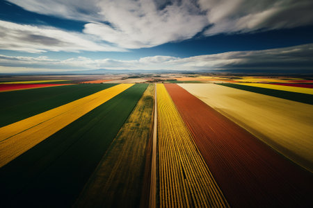 Top view of multicolored farmlandの素材