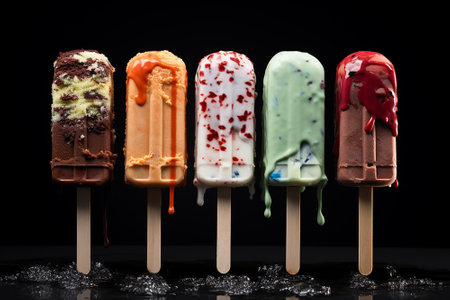 Ice creams of different colors and flavorsの素材