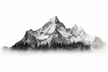 A mountain peak on a white backgroundの素材