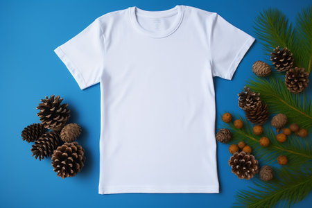 A clean white t-shirt for text on a blue backgroundの素材