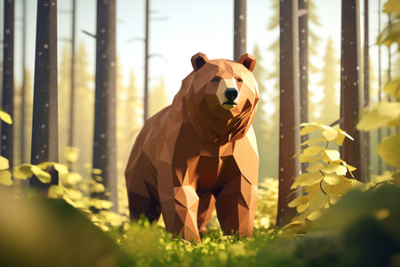 A bear created in low polyの素材