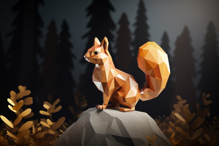 A squirrel in low poly styleの素材