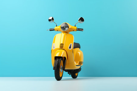 An electric scooter on a blue backgroundの素材